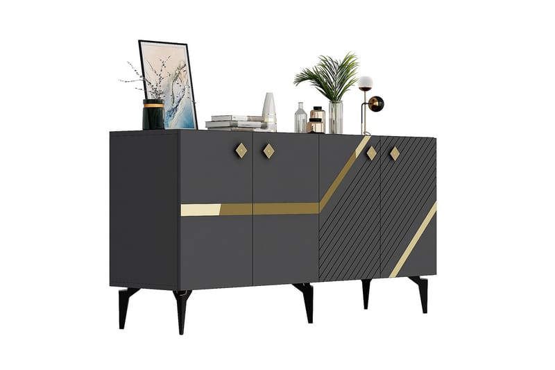 Iris Konsolbord 150 cm - Antracit/Guld - Møbler - Borde - Aflastningsbord - Entrébord
