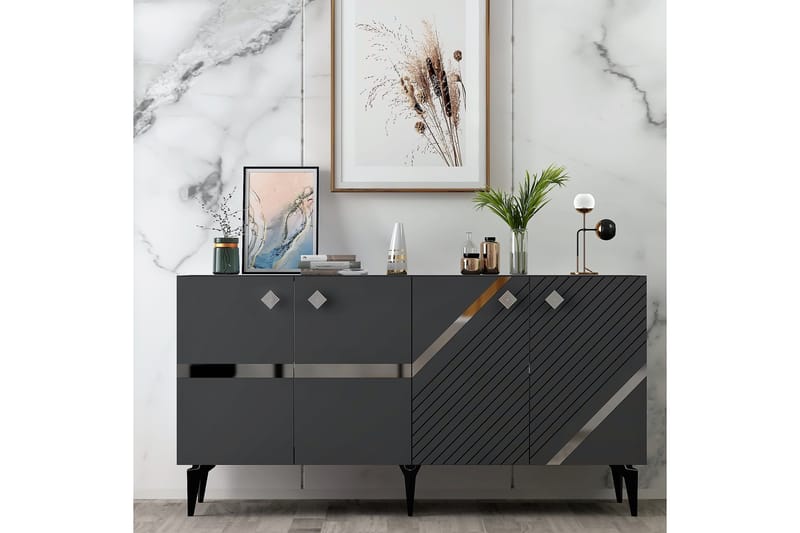 Iris Konsolbord 150 cm - Antracit/Sølv - Møbler - Borde - Aflastningsbord - Entrébord