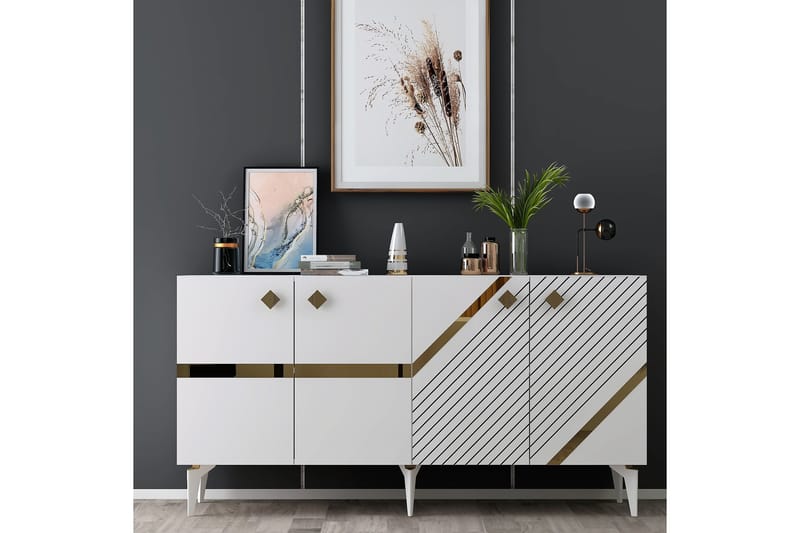 Iris Konsolbord 150 cm - Hvid/Guld - Møbler - Borde - Aflastningsbord - Entrébord