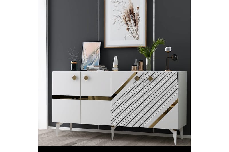 Iris Konsolbord 150 cm - Hvid/Guld - Møbler - Borde - Aflastningsbord - Entrébord
