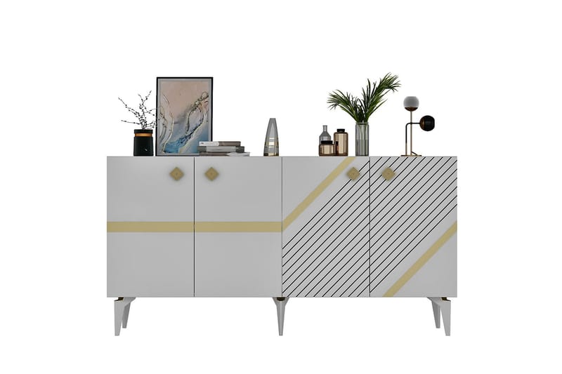 Iris Konsolbord 150 cm - Hvid/Guld - Møbler - Borde - Aflastningsbord - Entrébord
