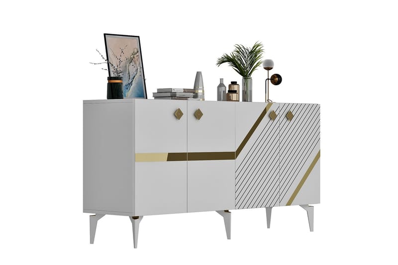 Iris Konsolbord 150 cm - Hvid/Guld - Møbler - Borde - Aflastningsbord - Entrébord