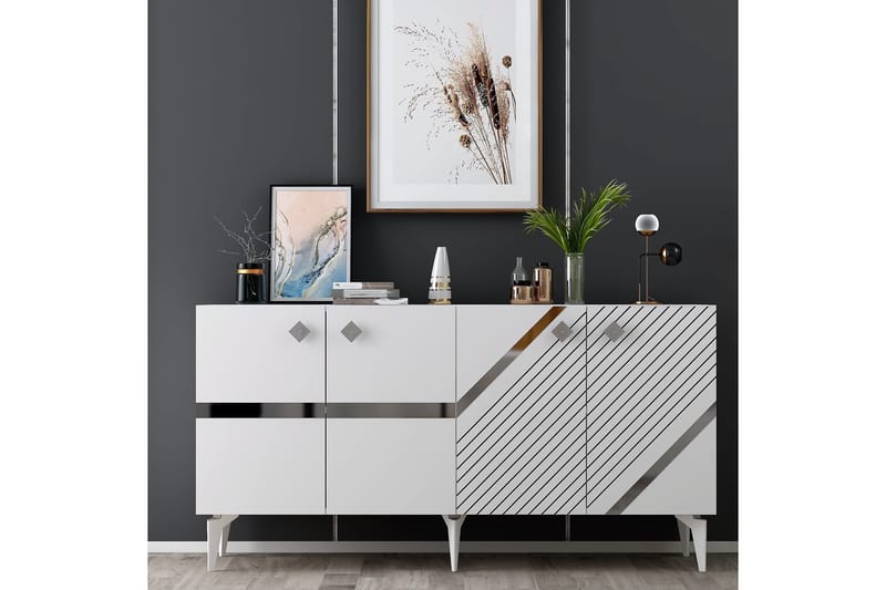 Iris Konsolbord 150 cm - Hvid/Sølv - Møbler - Borde - Aflastningsbord - Entrébord