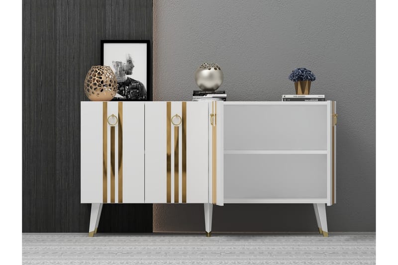 Isil Konsolbord 150 cm - Hvid/Guld - Møbler - Borde - Aflastningsbord - Entrébord