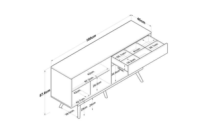 Islen konsolbord 180 cm - Mørkebrun/Hvid - Møbler - Borde - Aflastningsbord - Entrébord