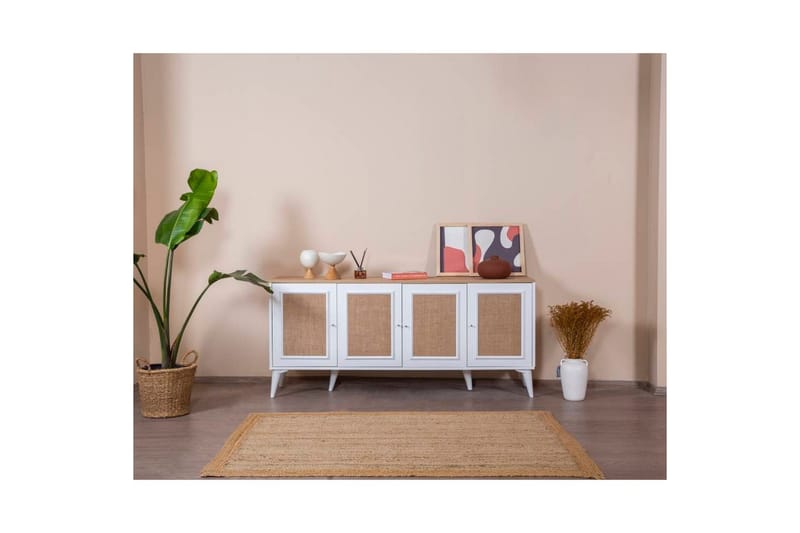 Jatinder Konsolbord 80 cm - Mellemfarvet træ/Hvid - Møbler - Borde - Aflastningsbord - Entrébord