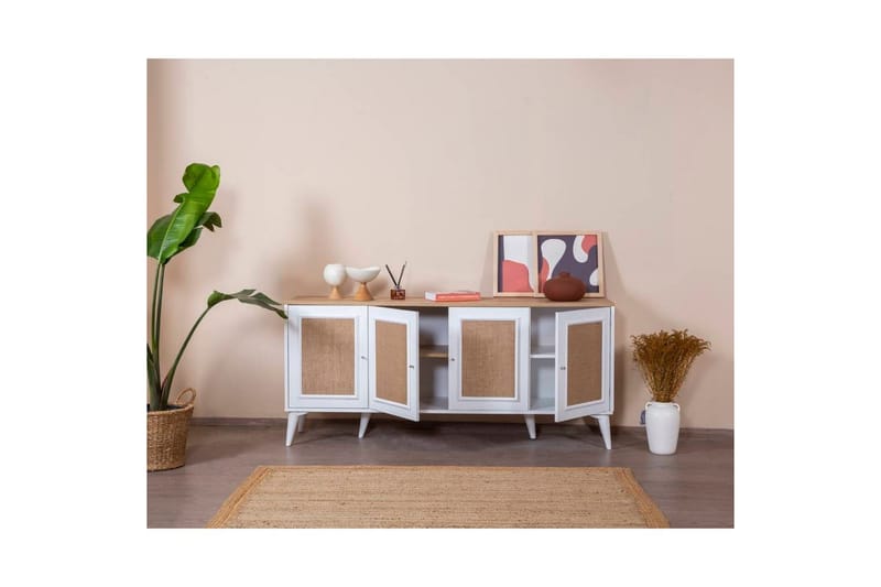 Jatinder Konsolbord 80 cm - Mellemfarvet træ/Hvid - Møbler - Borde - Aflastningsbord - Entrébord