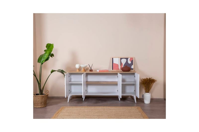 Jatinder Konsolbord 80 cm - Mellemfarvet træ/Hvid - Møbler - Borde - Aflastningsbord - Entrébord