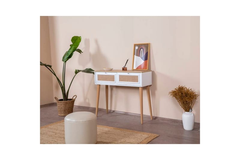 Jatinder Sidebord 95 cm - Hvidfarvet træ/Mellemfarvet træ - Møbler - Borde - Aflastningsbord - Lampebord