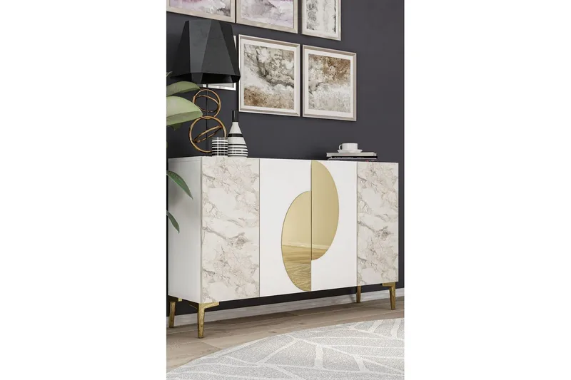 Jorel Konsolbord 120 cm - Hvid/Guld - Møbler - Borde - Aflastningsbord - Entrébord