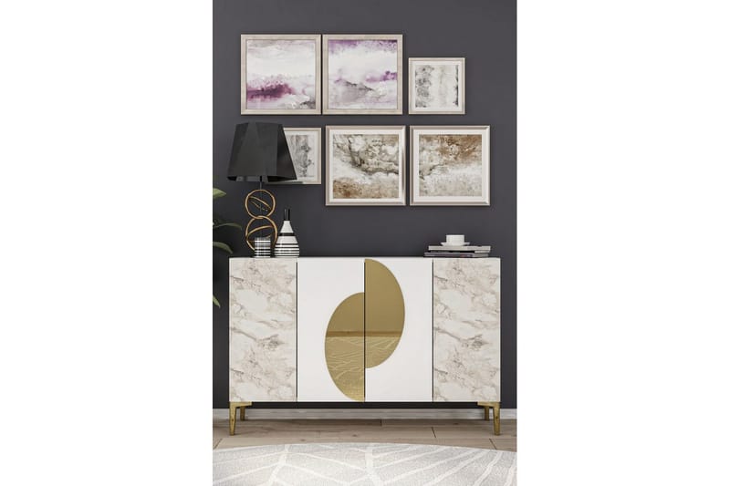 Jorel Konsolbord 120 cm - Hvid/Guld - Møbler - Borde - Aflastningsbord - Entrébord