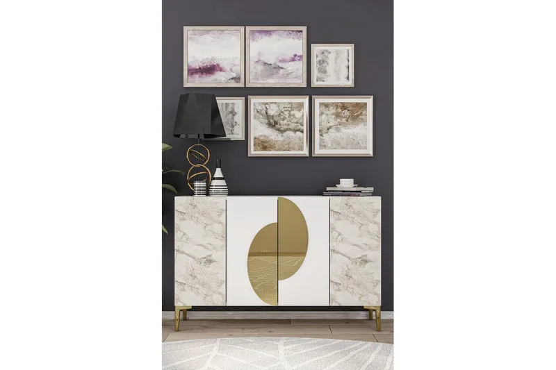 Jorel Konsolbord 120 cm - Hvid/Guld - Møbler - Borde - Aflastningsbord - Entrébord