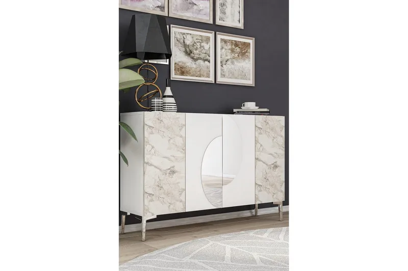 Jorel Konsolbord 120 cm - Hvid/Sølv - Møbler - Borde - Aflastningsbord - Entrébord