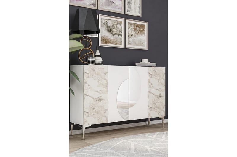 Jorel Konsolbord 120 cm - Hvid/Sølv - Møbler - Borde - Aflastningsbord - Entrébord