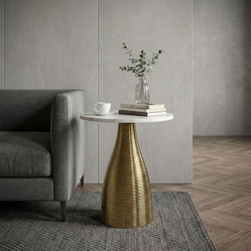 Junara Sidebord 40 cm - Hvid og guld - Møbler - Borde - Aflastningsbord - Lampebord