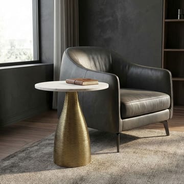 Junara Sidebord 40 cm - Hvid og guld - Møbler - Borde - Aflastningsbord - Lampebord