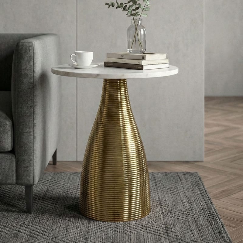 Junara Sidebord 40 cm - Hvid og guld - Møbler - Borde - Aflastningsbord - Lampebord