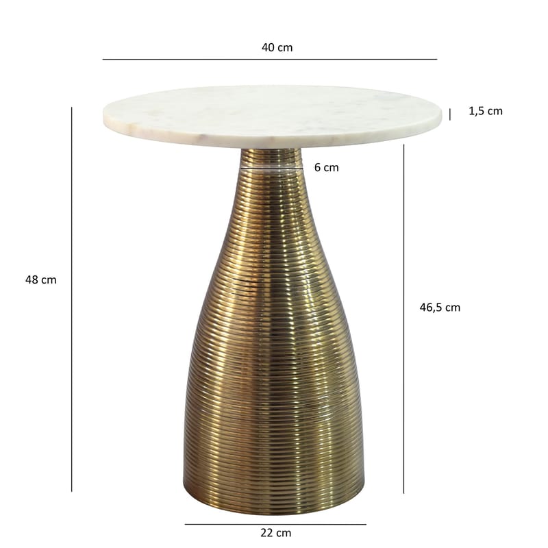 Junara Sidebord 40 cm - Hvid og guld - Møbler - Borde - Aflastningsbord - Lampebord