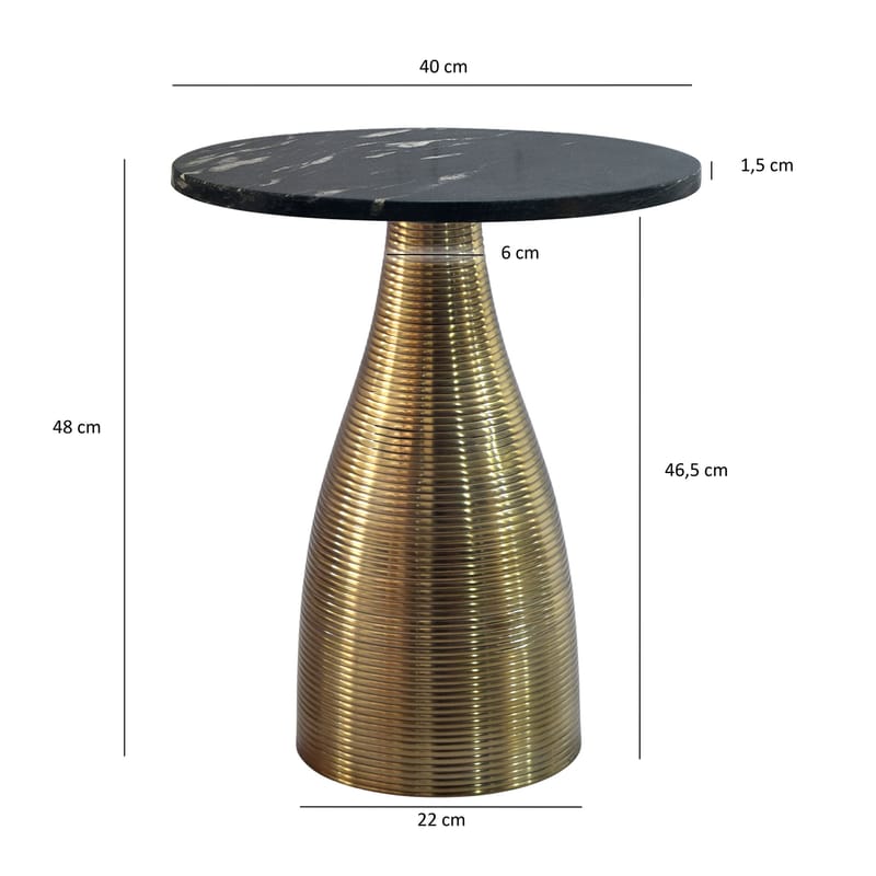 Junara Sidebord 40 cm - Sort og guld - Møbler - Borde - Aflastningsbord - Lampebord