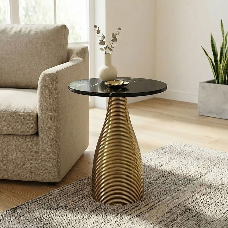 Junara Sidebord 40 cm - Sort og guld - Møbler - Borde - Aflastningsbord - Lampebord