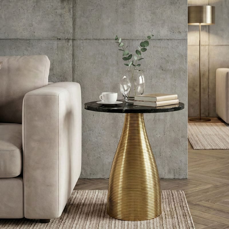 Junara Sidebord 40 cm - Sort og guld - Møbler - Borde - Aflastningsbord - Lampebord