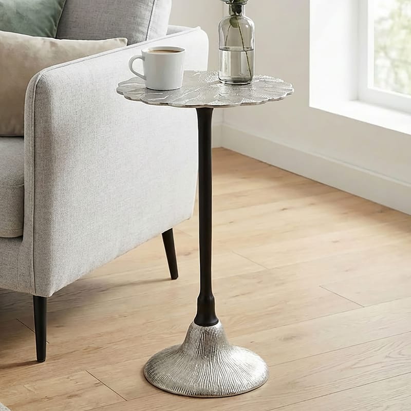 Junova Sidebord 29 cm Industriel stil - Sølv og sort - Møbler - Borde - Aflastningsbord - Lampebord