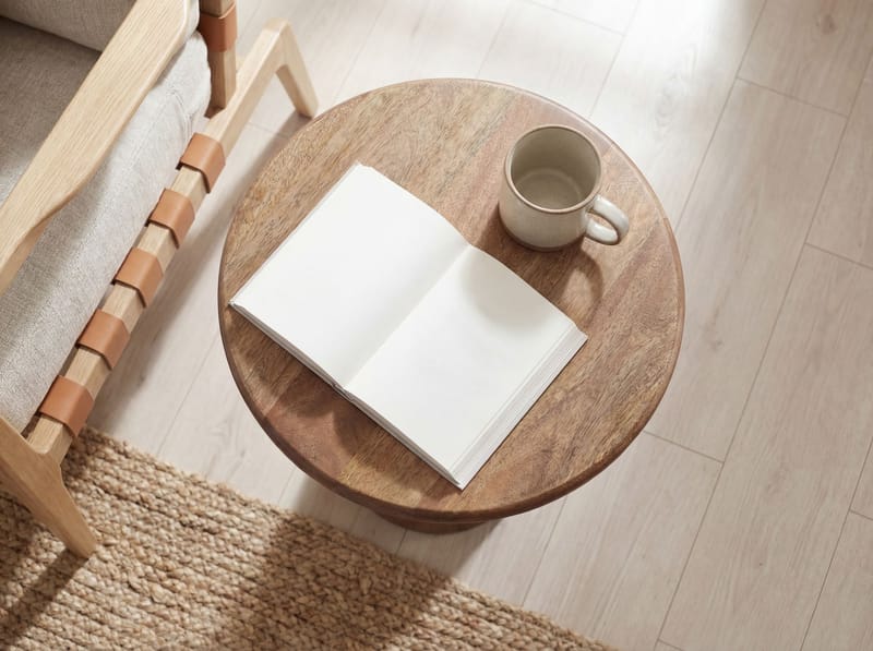 Kalren rundt sidebord 35 cm i massivt mangotræ - brun - Møbler - Borde - Aflastningsbord - Konsolbord & sidebord