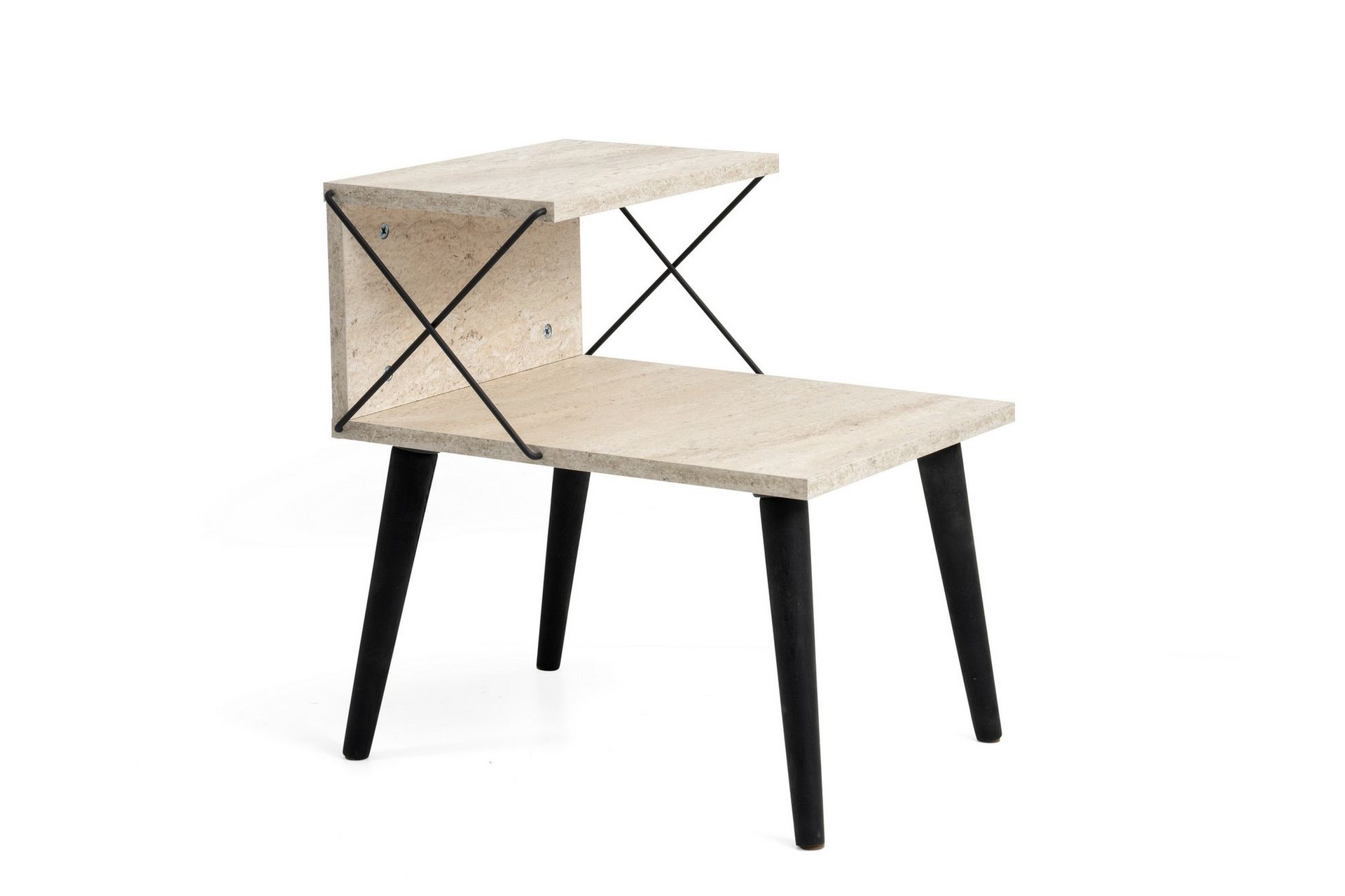 Kaysie Natbord 50 cm - Sort/Marmor - Møbler - Borde - Aflastningsbord - Sengebord