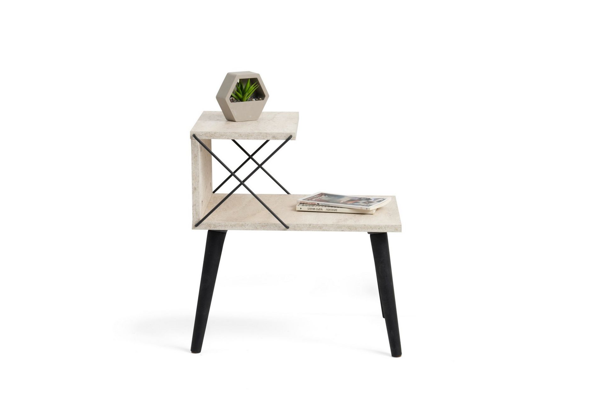 Kaysie Natbord 50 cm - Sort/Marmor - Møbler - Borde - Aflastningsbord - Sengebord