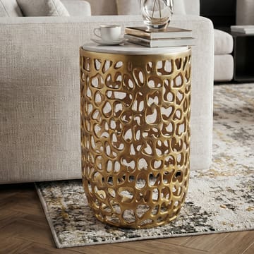 Kelilo sidebord 30 cm - hvid og guld - Møbler - Borde - Aflastningsbord - Lampebord