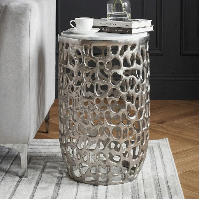Kelilo sidebord 30 cm - hvid og sølv - Møbler - Borde - Aflastningsbord - Lampebord