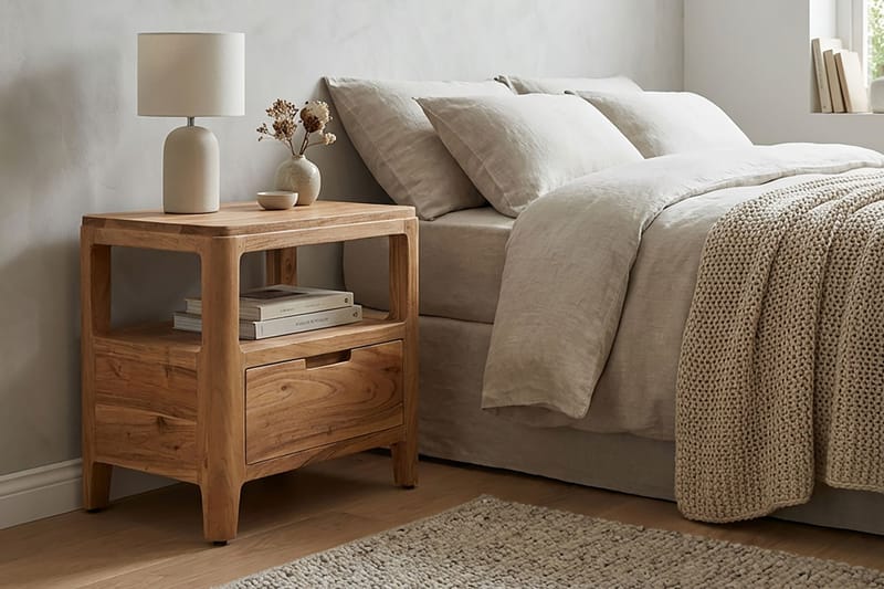 Kelira natbord 45 cm - Varm lysebrun - Møbler - Borde - Aflastningsbord - Sengebord