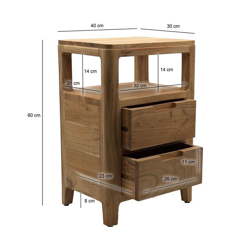 Kelova natbord 40 cm - Varm lysebrun - Møbler - Borde - Aflastningsbord - Sengebord