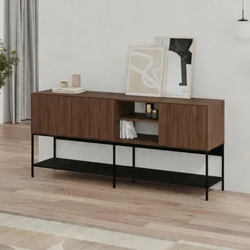 Kenvor Konsol 180x80x40 cm - Milano Walnut, Wood Black, Black - Møbler - Borde - Aflastningsbord - Entrébord