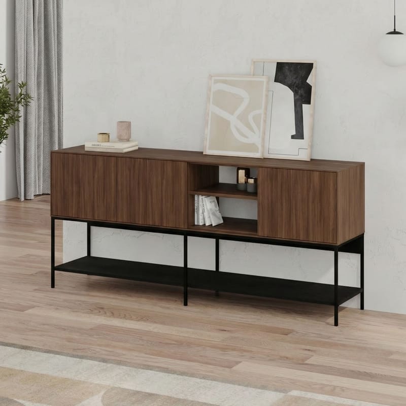 Kenvor Konsol 180x80x40 cm - Milano Walnut, Wood Black, Black - Møbler - Borde - Aflastningsbord - Entrébord