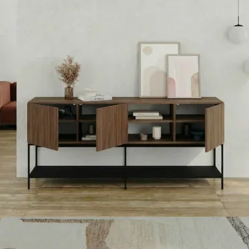 Kenvor Konsol 180x80x40 cm - Milano Walnut, Wood Black, Black - Møbler - Borde - Aflastningsbord - Entrébord