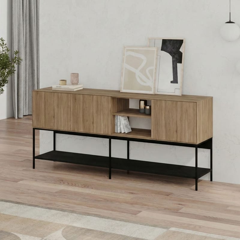 Kenvor Konsol 180x80x40 cm - Natur-eg, Wood Black, sort - Møbler - Borde - Aflastningsbord - Entrébord