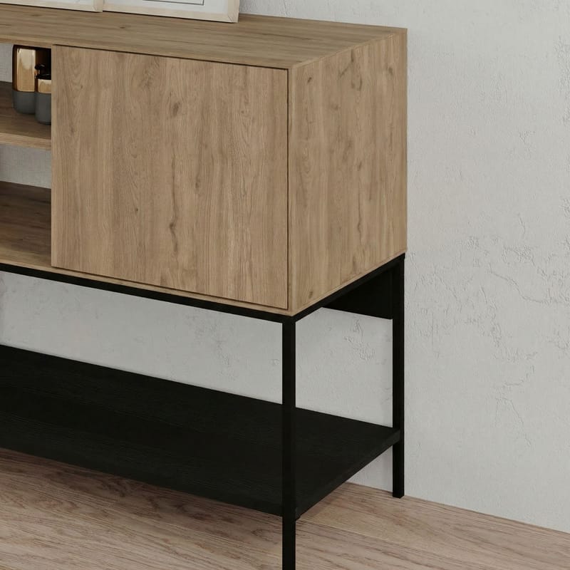 Kenvor Konsol 180x80x40 cm - Natur-eg, Wood Black, sort - Møbler - Borde - Aflastningsbord - Entrébord