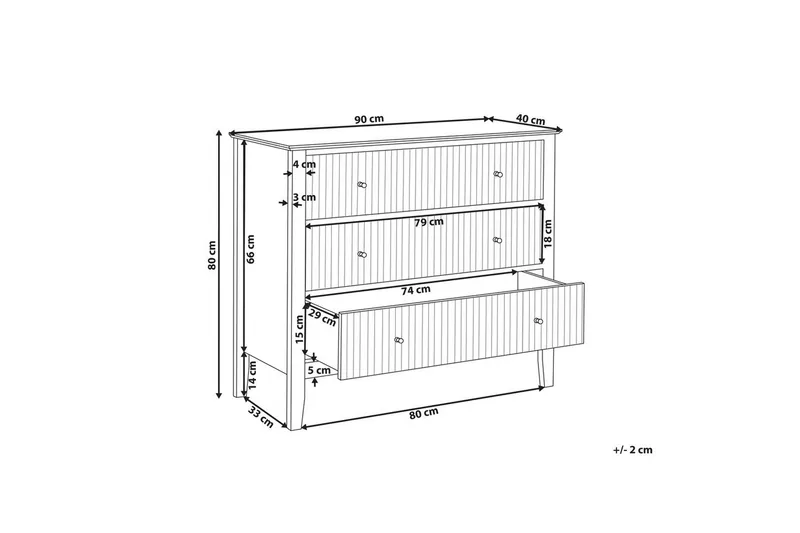 Kommode Assisi med 3 skuffer - Opbevaring - Opbevaringsmøbler - Kommode - Entrékommode
