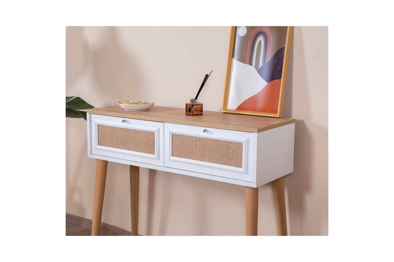 Kommode Jatinder Hvid / Eg - Hvidfarvet træ/Mellemfarvet træ - Møbler - Borde - Aflastningsbord - Lampebord