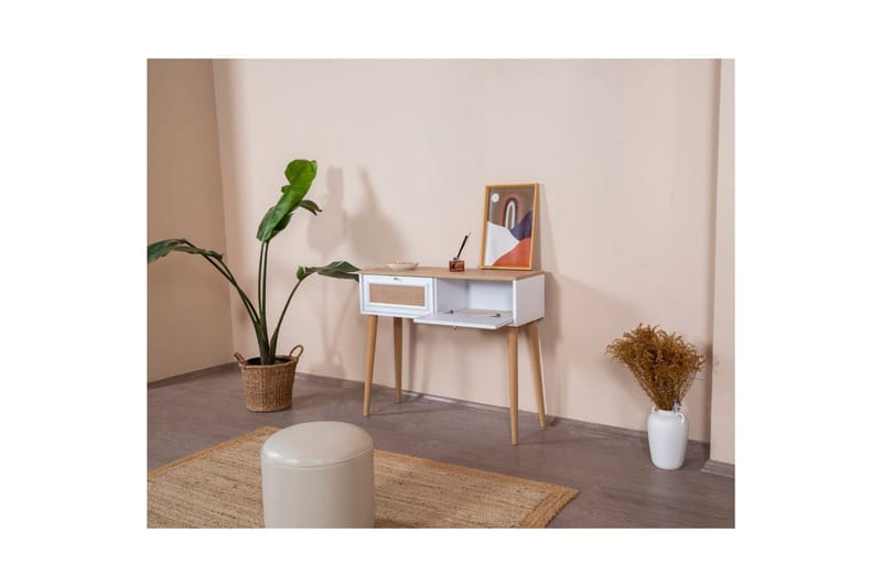 Kommode Jatinder Hvid / Eg - Hvidfarvet træ/Mellemfarvet træ - Møbler - Borde - Aflastningsbord - Lampebord