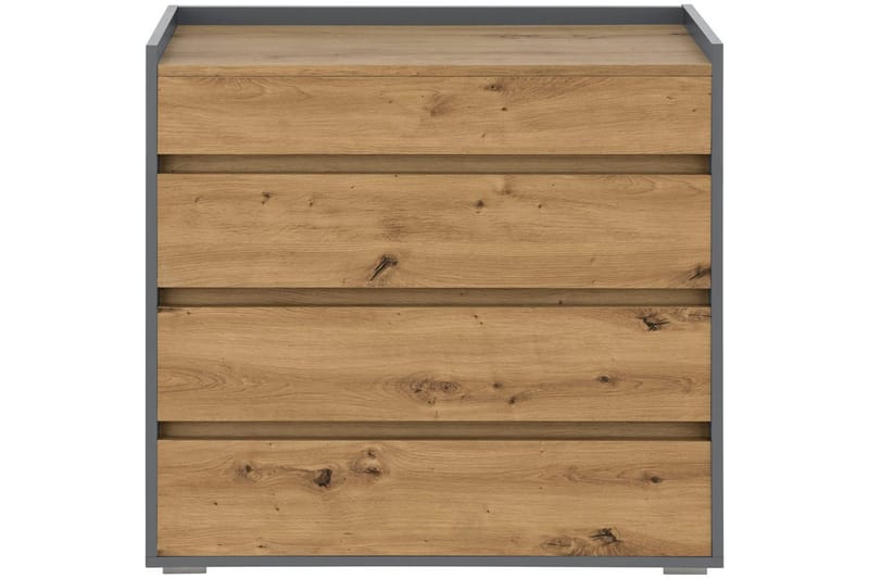 Kommode Kosmo Antracit/Eg, 4 skuffer - Antracit/Eg, 4 skuffer - Opbevaring - Opbevaringsmøbler - Kommode - Entrékommode