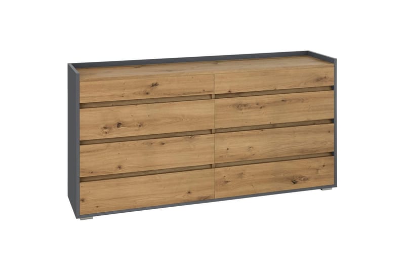 Kommode Kosmo Antracit/Eg, 8 skuffer - Antracit/Eg, 8 skuffer - Møbler - Borde - Aflastningsbord - Entrébord