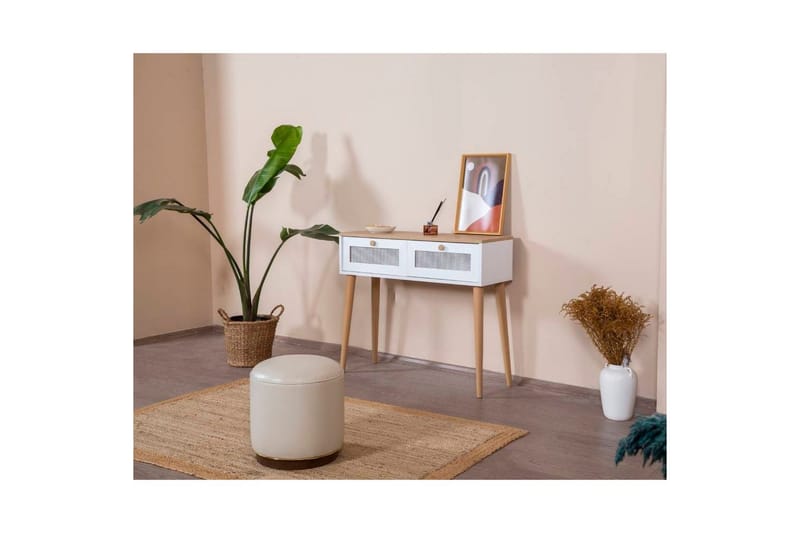 Kommode Mjudi Hvid / Eg - Hvid/Lysfarvet træ - Møbler - Borde - Aflastningsbord - Entrébord