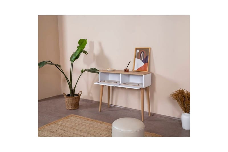 Kommode Mjudi Hvid / Eg - Hvid/Lysfarvet træ - Møbler - Borde - Aflastningsbord - Entrébord