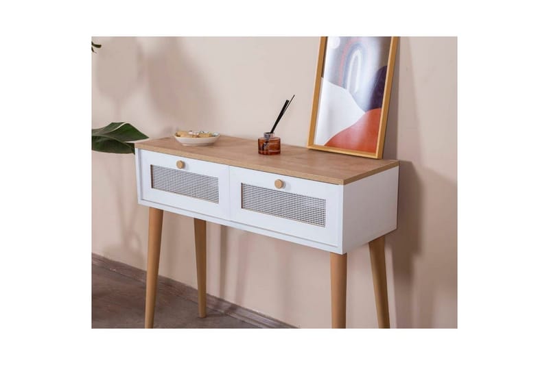 Kommode Mjudi Hvid / Eg - Hvid/Lysfarvet træ - Møbler - Borde - Aflastningsbord - Entrébord