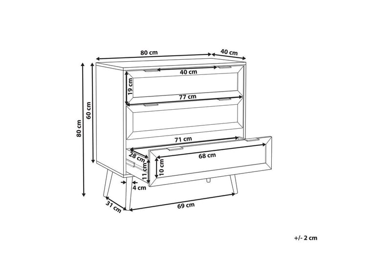 Kommode Opoco med 3 skuffer - Opbevaring - Opbevaringsmøbler - Kommode - Entrékommode