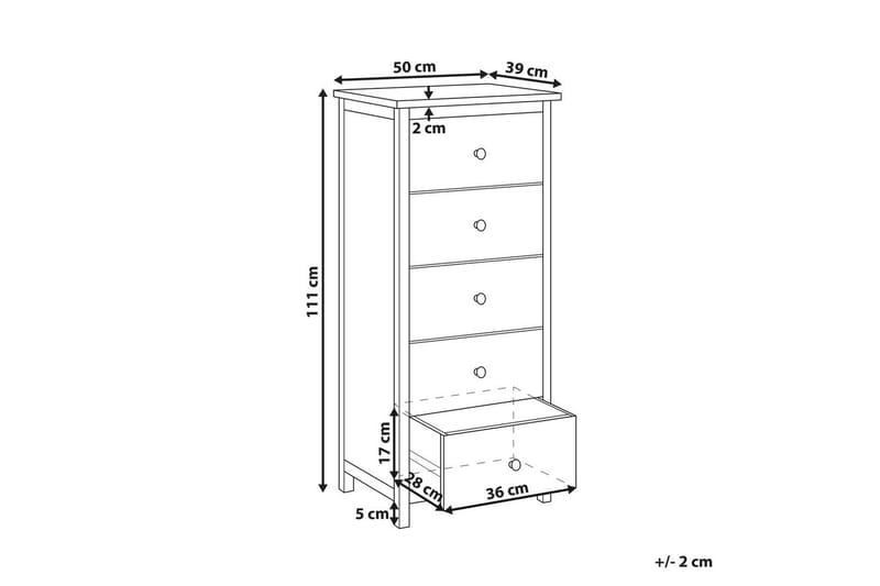 Kommode Salton 50x39x111 cm - 50x39x111 cm - Møbler - Borde - Aflastningsbord - Entrébord