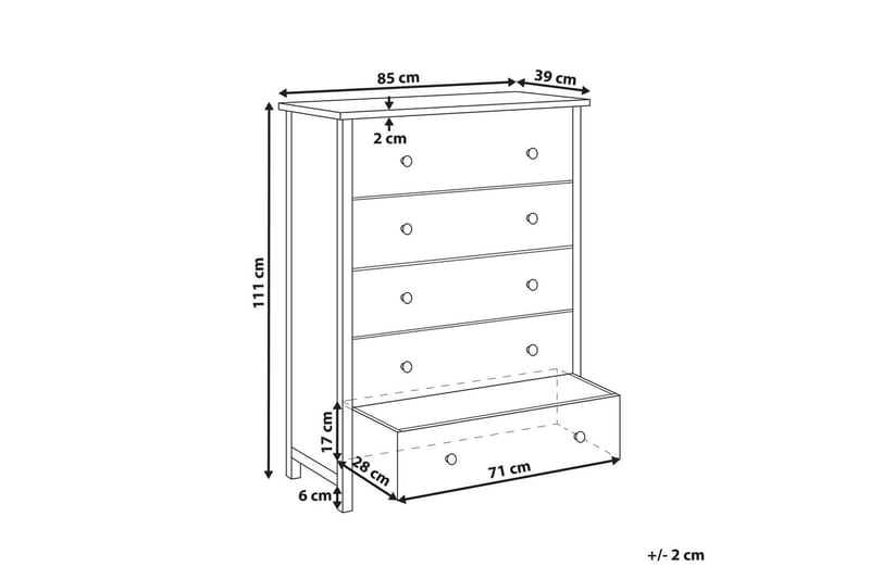 Kommode Salton 85x39x111 cm - 85x39x111 cm - Møbler - Borde - Aflastningsbord - Entrébord