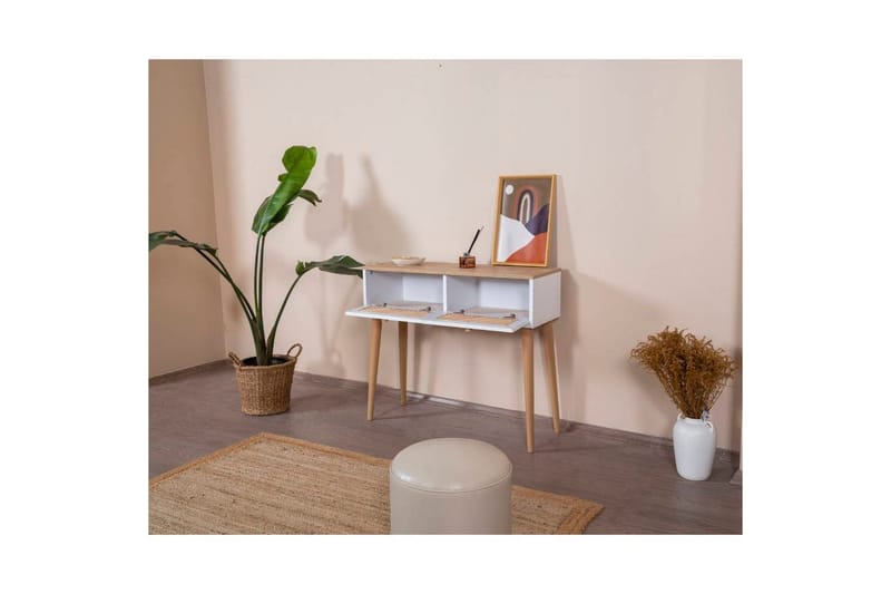 Kommode Velin Hvid / Eg - Mellemfarvet træ/Hvid - Møbler - Borde - Aflastningsbord - Entrébord